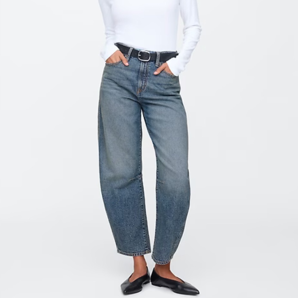 GAP Blue High-rise Barrel Jeans